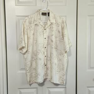 Rick's Cafe Mens Button Front Shirt Size Med Palm Tree Hawaiian Camp Vacation